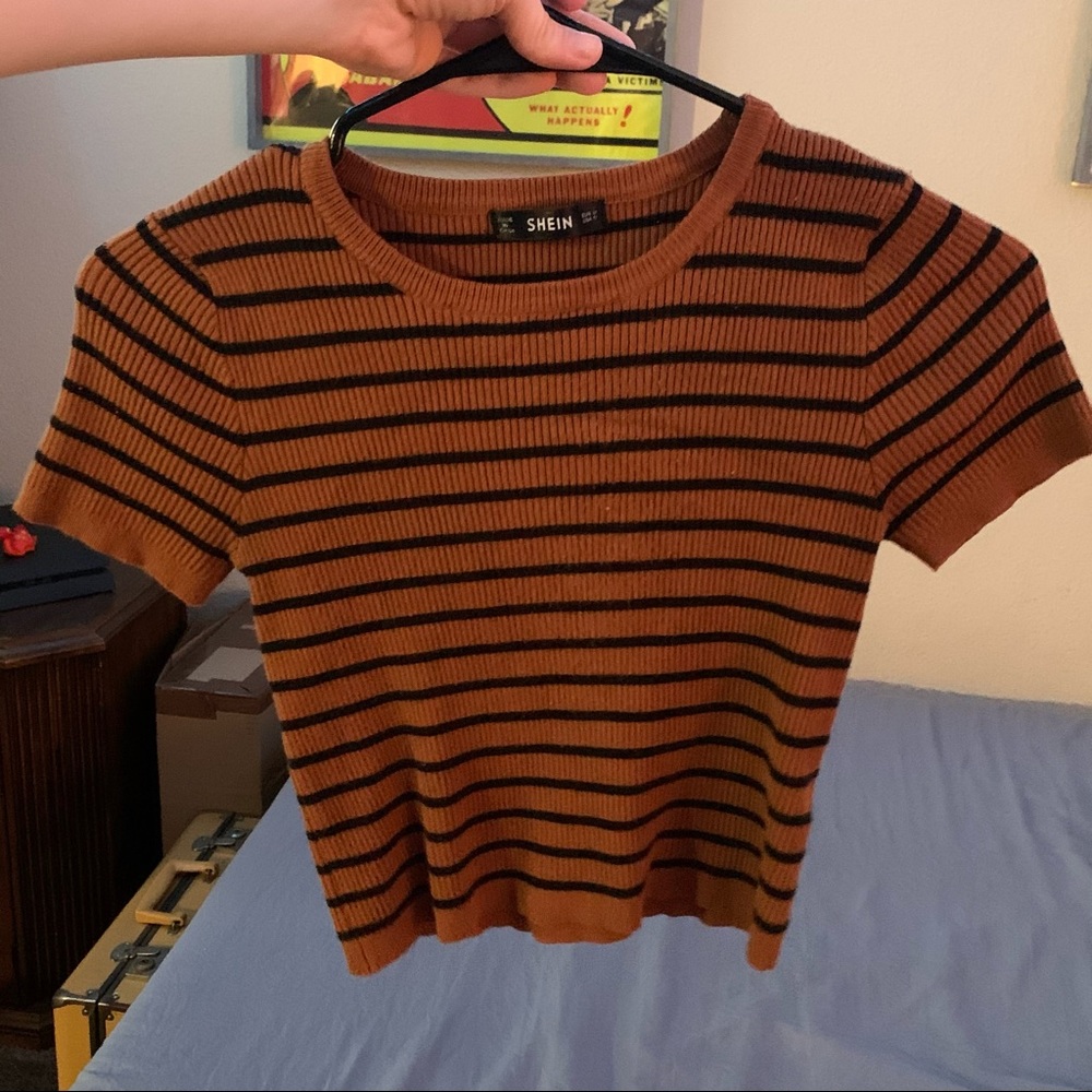 Orange striped crop top